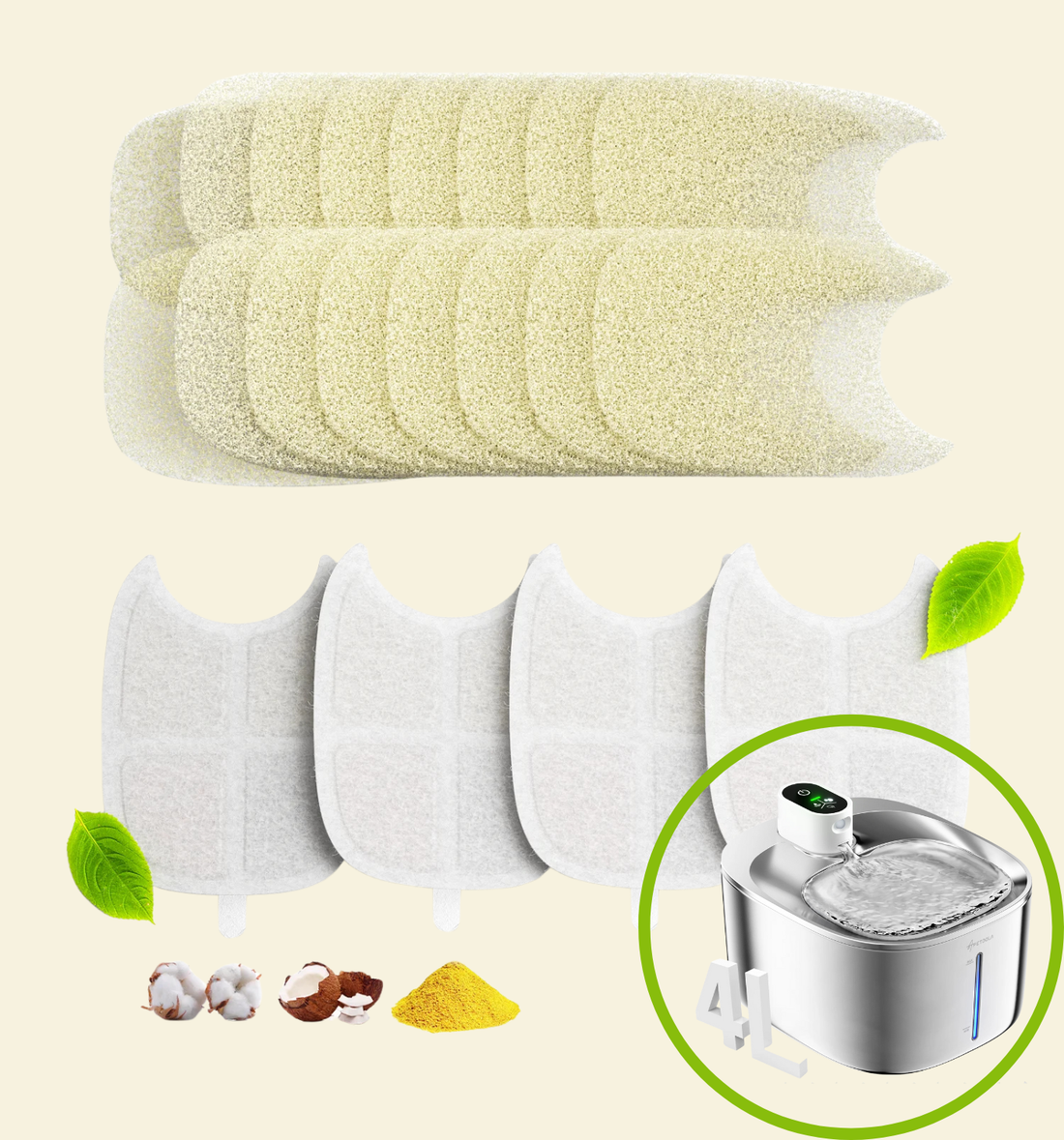 Wireless Fountain Replacement Filter (4-Pack Filters)