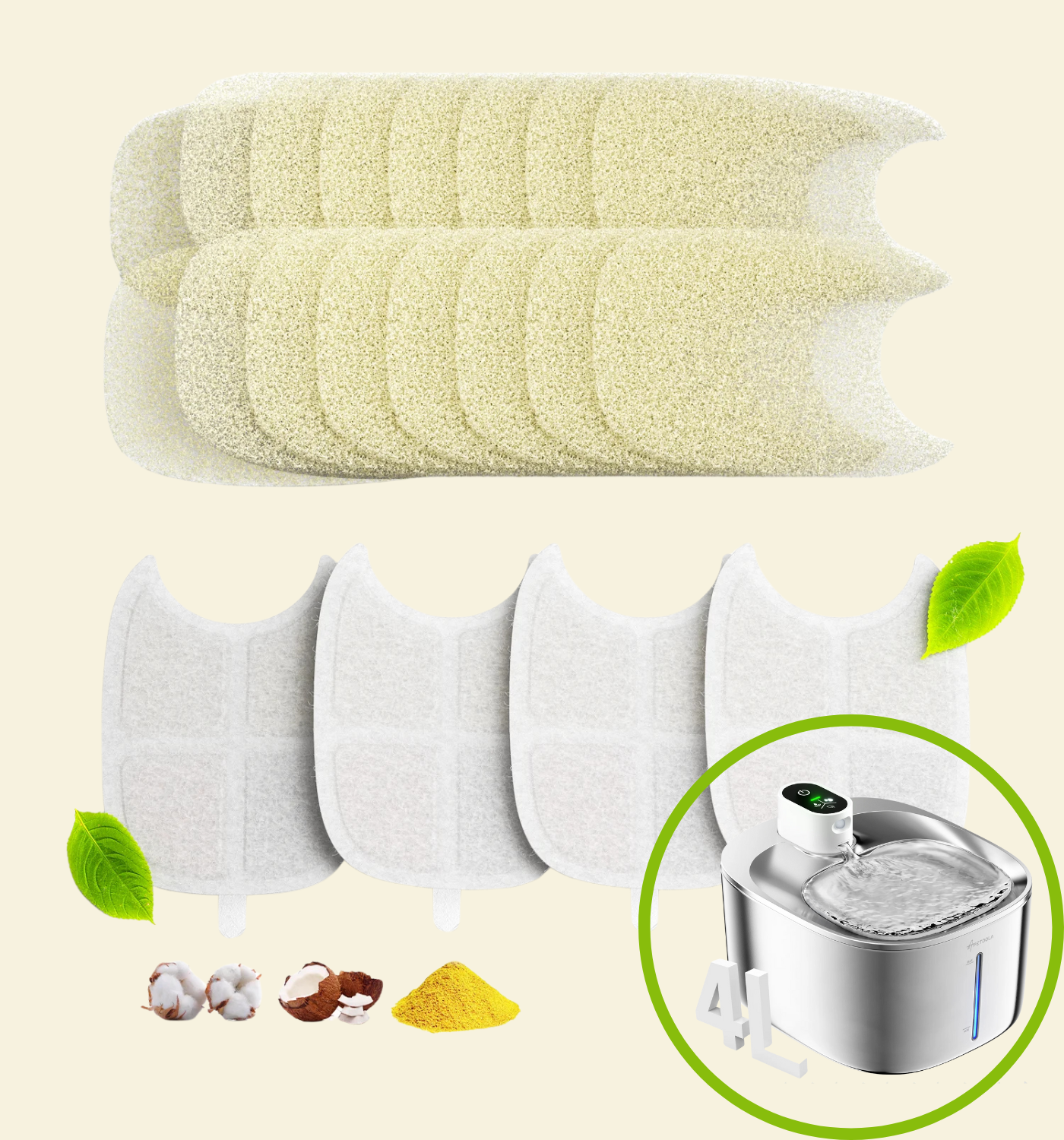 Wireless Fountain Replacement Filter (4-Pack Filters)